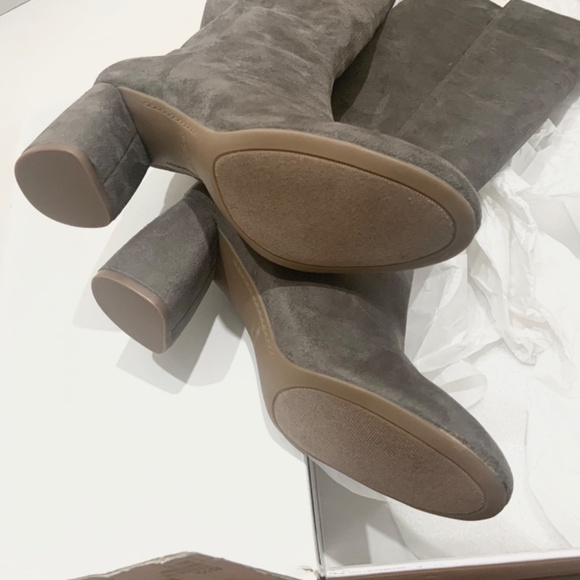 NINE WEST Kerianna Woman’s Tall Boots BLOCK HEEL GRAY Faux Suede High Boots 8.5 - Picture 6 of 11